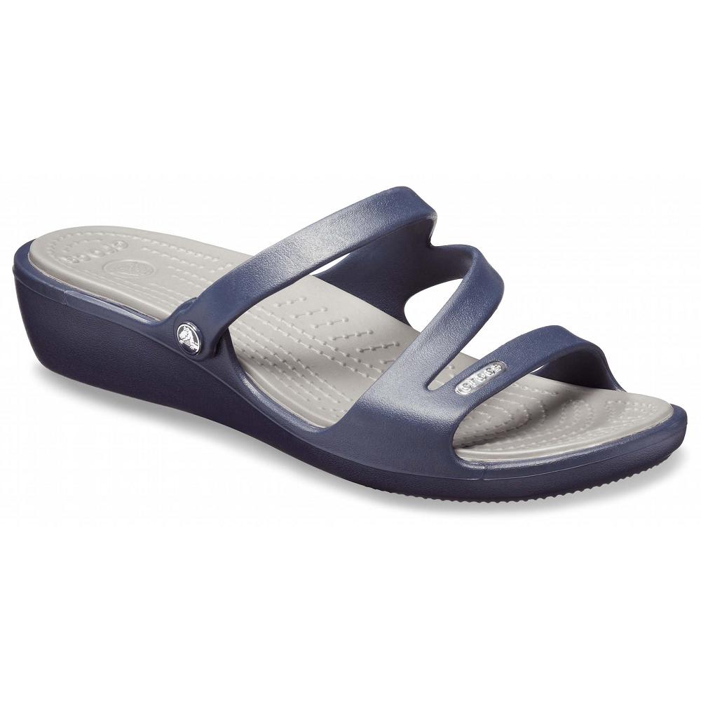 Navy Women's Crocs Patricia Sandal Slides | NZ 0593XYUF